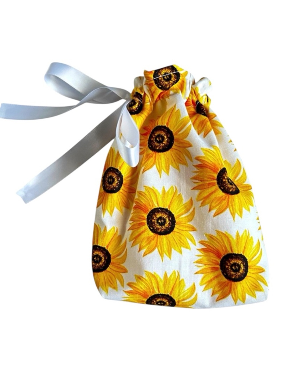Hand Crafted Colorful Floral Sunflowers Reusable Eco Friendly Fabric Gift Bag - Picture 3 of 9
